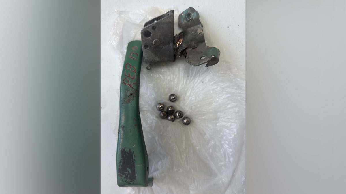 Fragments from grenades filled with ball bearings that were thrown at Gaza Humanitarian Foundation personnel. Two American veterans were injured in the attack.(Gaza Humanitarian Foundation)