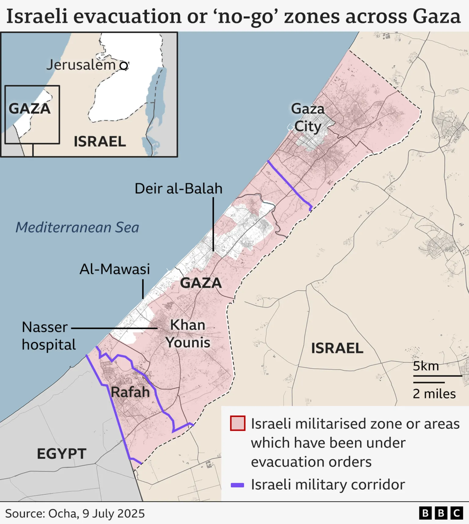 Map of Israeli evacuation and