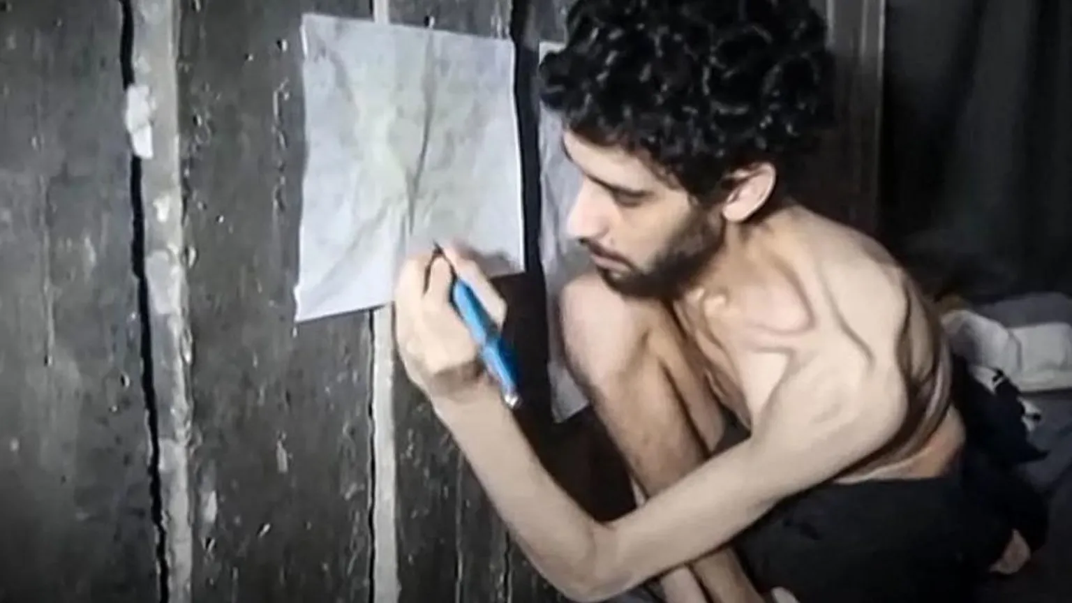 AFP A still showing Israeli hostage Evyatar David being held in a Gaza tunnel from the video released by Hamas